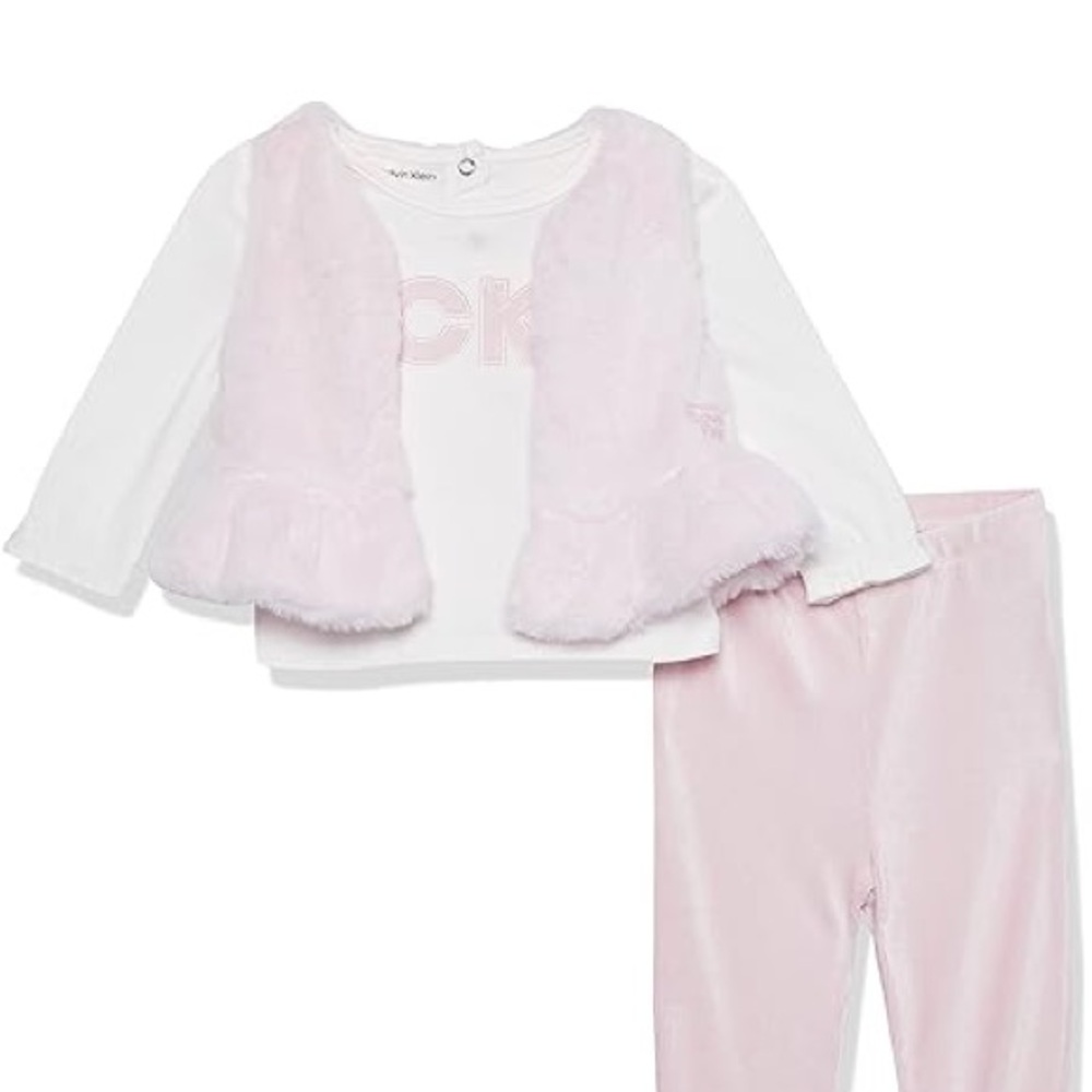 Baby Gap Soft Pink Quilted Vest Calvin Klein faux fur vest unicorn jacket 12 mo - Picture 9 of 9